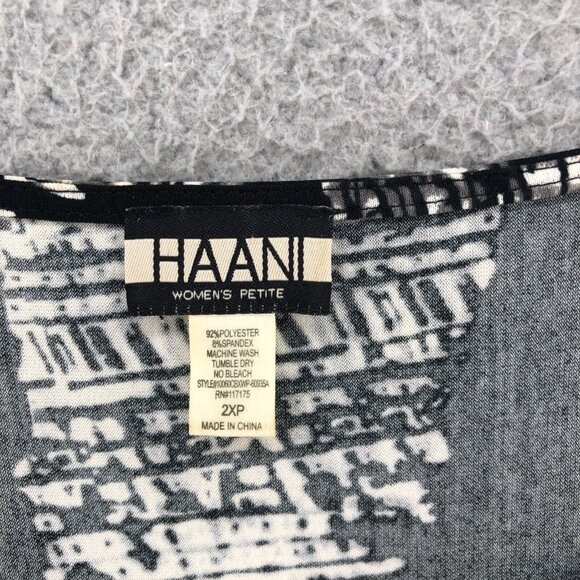 Haani Dress Womens 2X Petite Black Shift Tunic Travel Knit Cut Out Long Sleeves - Picture 5 of 8